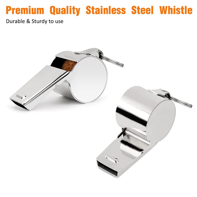 Golvery Coach Whistle Stainless Steel, Loud Crisp Sound Whistle with Lanyard for Sports, Outdoor, Lifeguard Protection, Referee (Silver-1PC) - Image 5